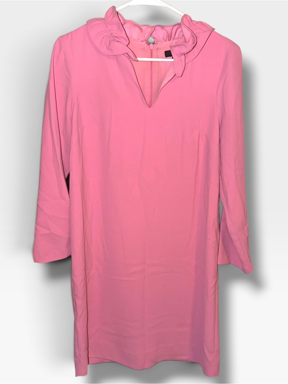 J. CREW PINK RUFFLE V NECK SHIFT DRESS